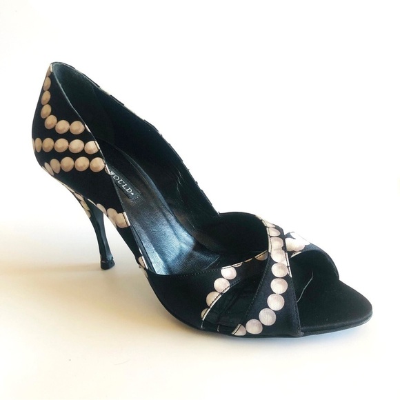 Vintage Hollywould Satin Peep Toe Pumps - Picture 1 of 16